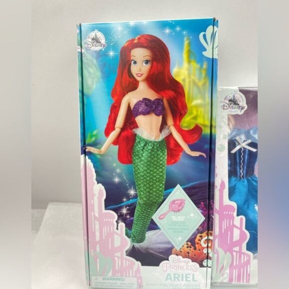 DISNEY STORE PRINCESS ARIEL CLASSIC DOLL W/ DOLL BRUSH & ACCESSORY PACK SET - Picture 2 of 9
